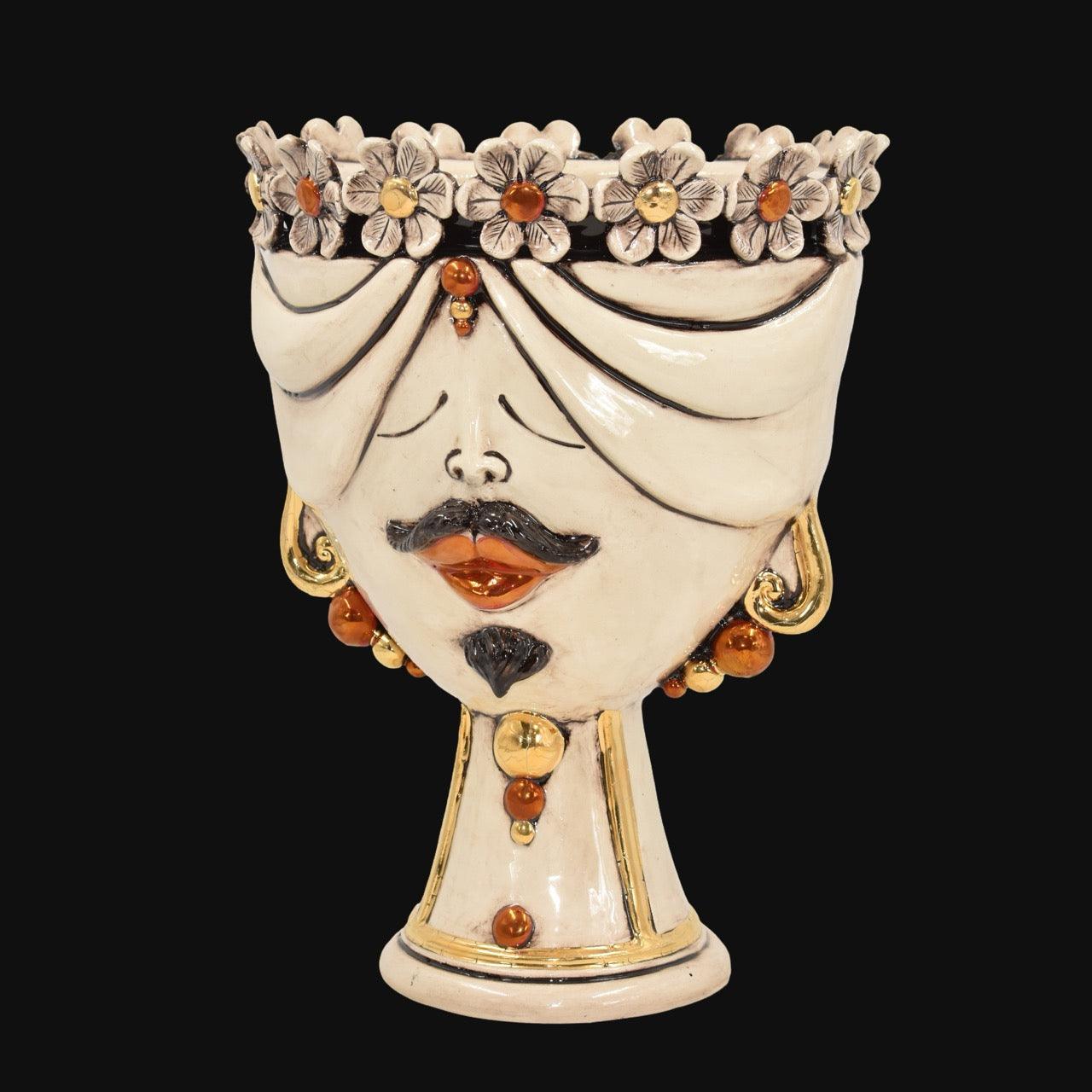 testa-di-moro-zahira-uomo-con-fiori-madreperla-antichizzato-con-oro-e-lustri-ceramiche-di-caltagirone-sofia-1-65984 - Moorish Head