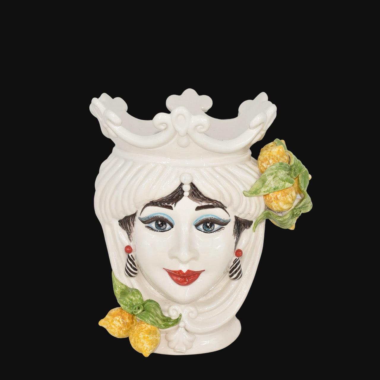 Handmade Testa di Moro ceramic vase with lemon accents, traditional Sicilian design for home decor