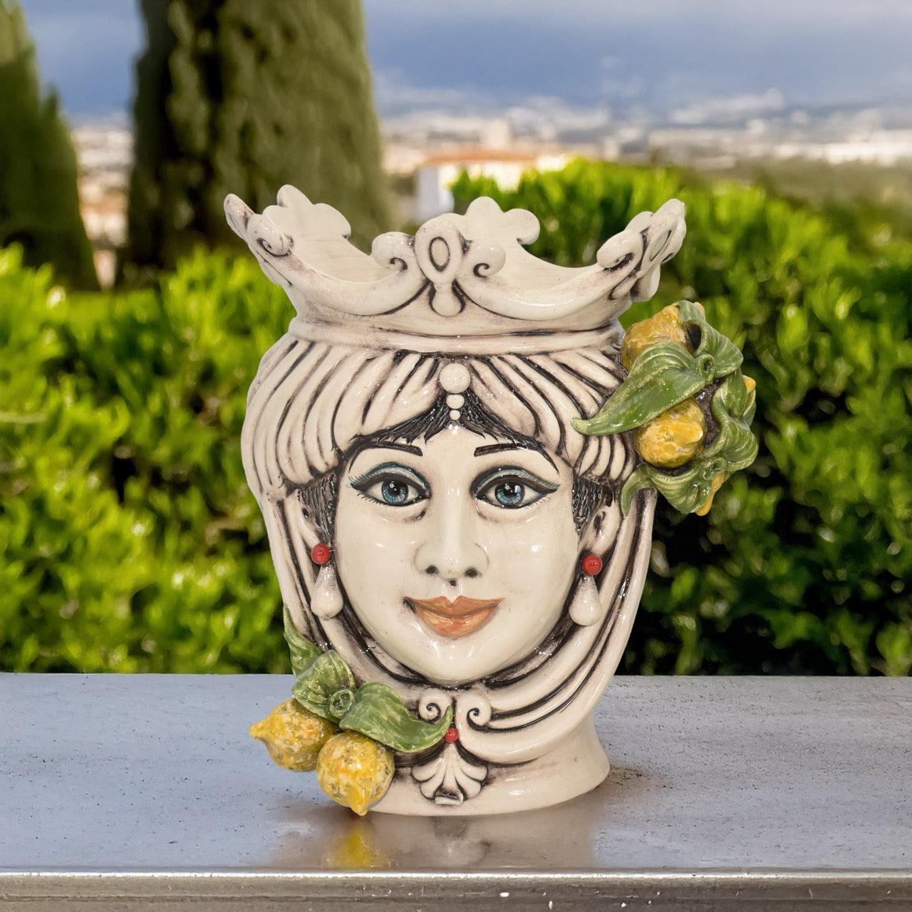 testa-h-25-con-limoni-siciliani-gialli-in-madreperla-femmina-ceramiche-di-caltagirone-sofia-1 - Moorish Head