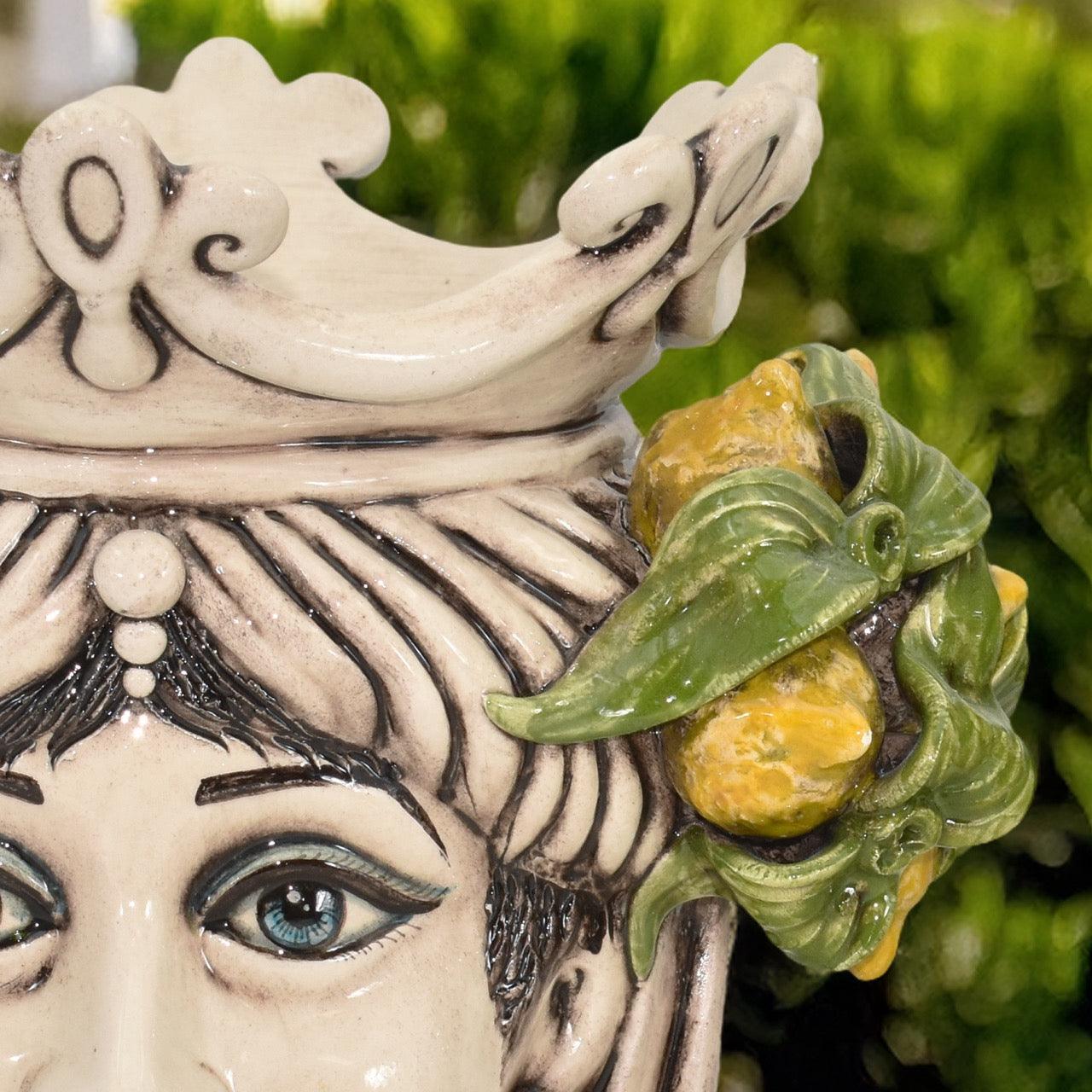testa-h-25-con-limoni-siciliani-gialli-in-madreperla-femmina-ceramiche-di-caltagirone-sofia-2 - Moorish Head
