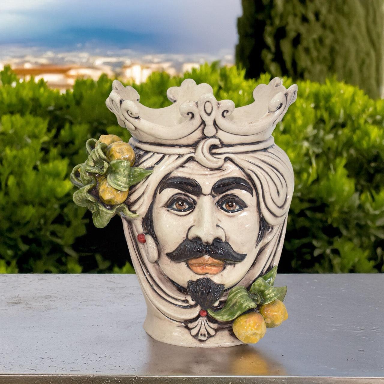 testa-h-25-con-limoni-siciliani-gialli-in-madreperla-uomo-ceramiche-di-caltagirone-sofia-1 - Moorish Head