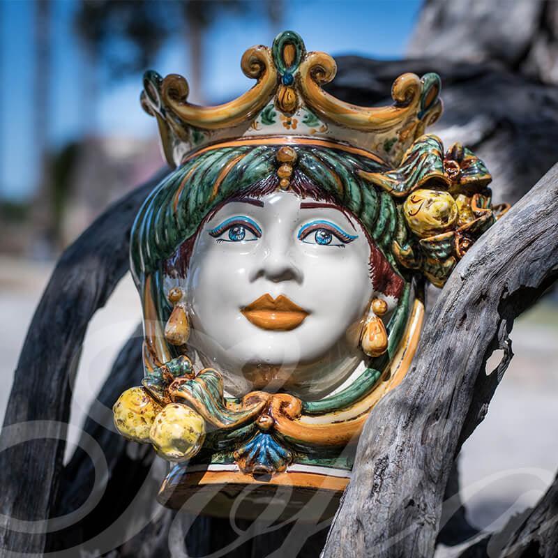 testa-h-25-limoni-verdearancio-femmina-ceramiche-di-caltagirone-sofia-3 - Moorish Head