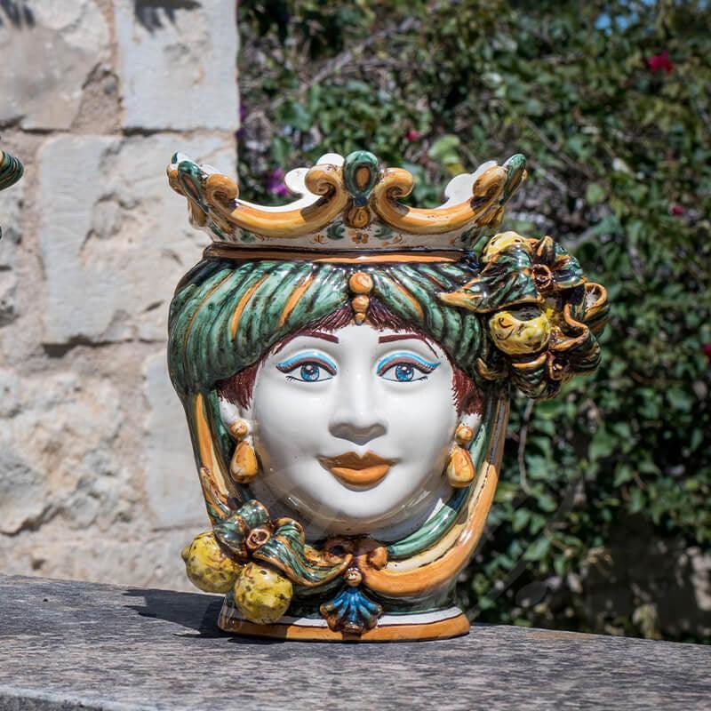 testa-h-25-limoni-verdearancio-femmina-ceramiche-di-caltagirone-sofia-4-75092 - Moorish Head