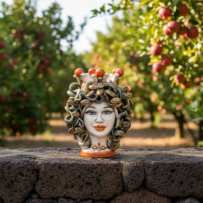 testa-h-25-turbante-medusa-madreperla-antichizzato-oro-e-lustri-ceramiche-di-caltagirone-sofia-1 - Moorish Head