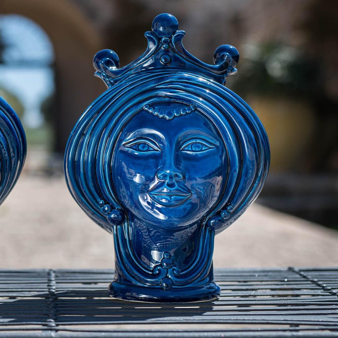 Testa di Moro, Donna, Blu Intenso. Ceramiche Sofia, Caltagirone