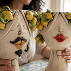 Handcrafted Teste di Moro ceramic vases with lemon accents, blending tradition and modern design.