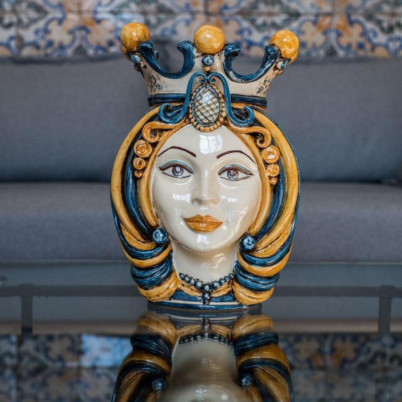 testa-h-38-in-blu-e-arancio-femmina-ceramiche-di-caltagirone-sofia-ceramiche-di-caltagirone-sofia-99644 - Moorish Head