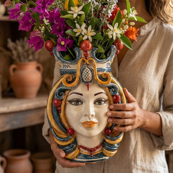 Testa di Moro h 38 cm - Donna, Decoro Sicily