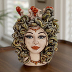 Testa h 38 medusa Madreperla Oro e Lustri - Ceramiche di Caltagirone Sofia