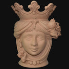 Testa di Moro con Limoni, Donna, corona e fiori. Ceramica siciliana di Caltagirone, Sofia