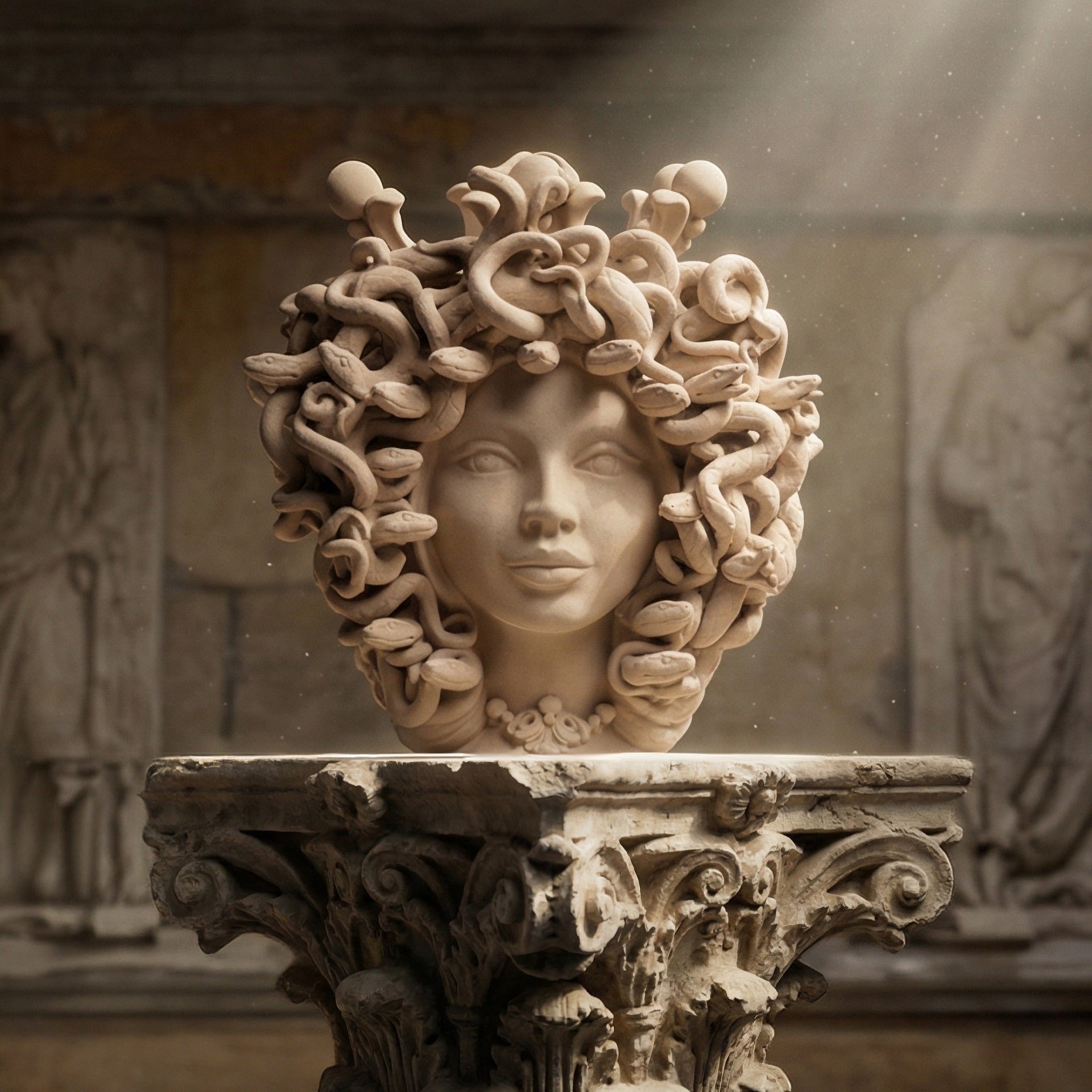 Testa Medusa h 38 cm - Tortora Opaco | Ceramica Caltagirone