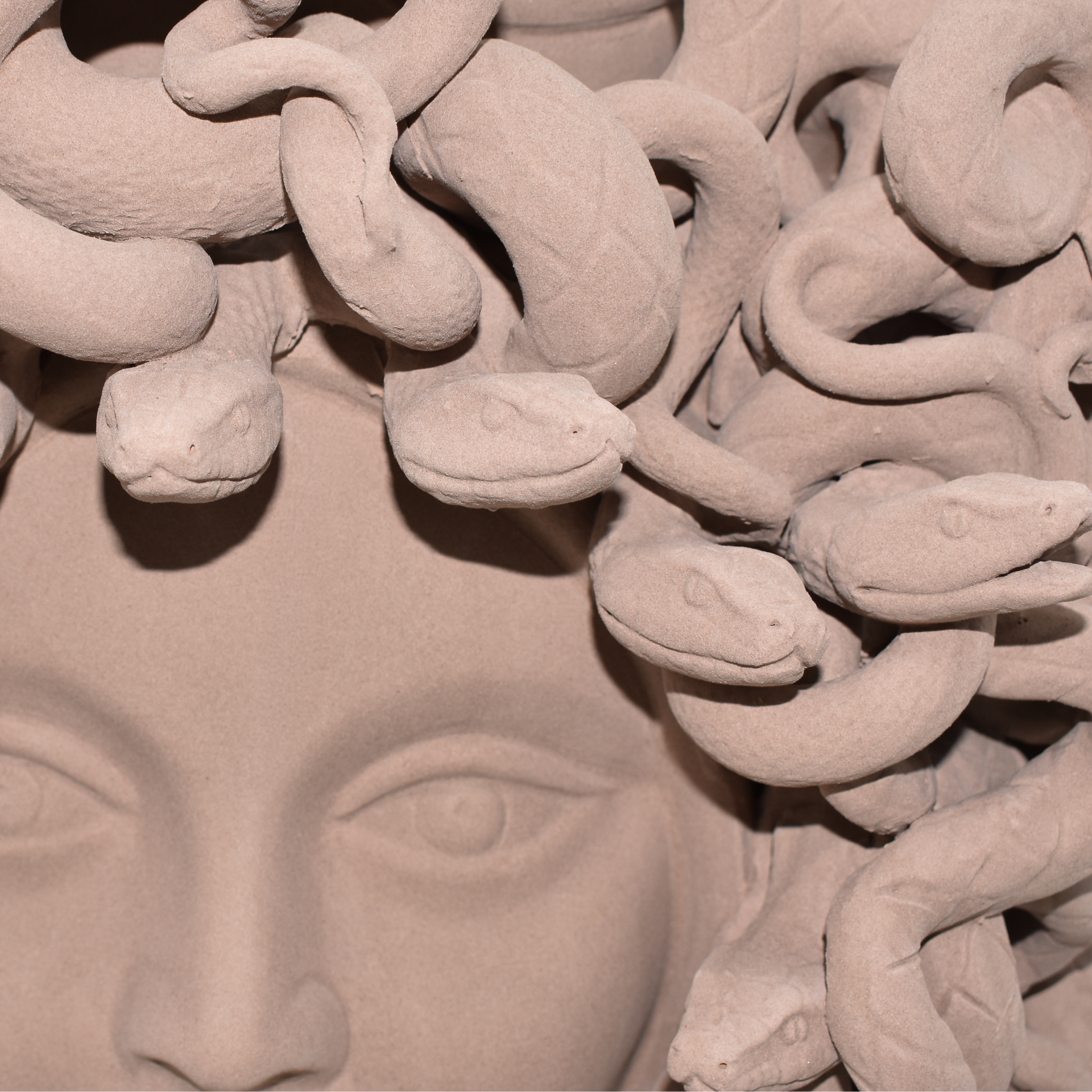 Medusa Head h 38 cm — Matte Dove Grey | Caltagirone Ceramic