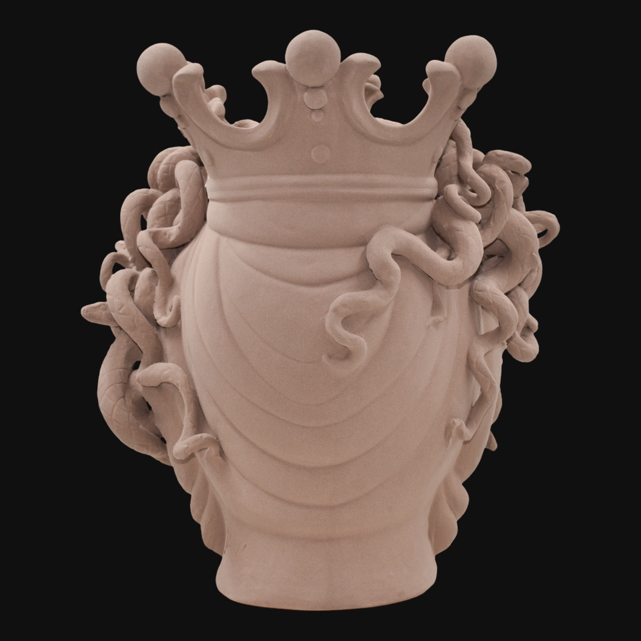 Medusa Head h 38 cm — Matte Dove Grey | Caltagirone Ceramic