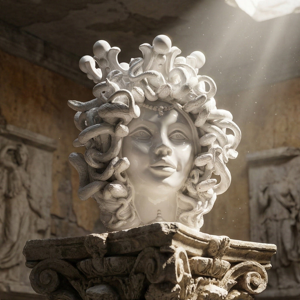 Testa Medusa h 38 cm - White Line | Ceramica di Caltagirone