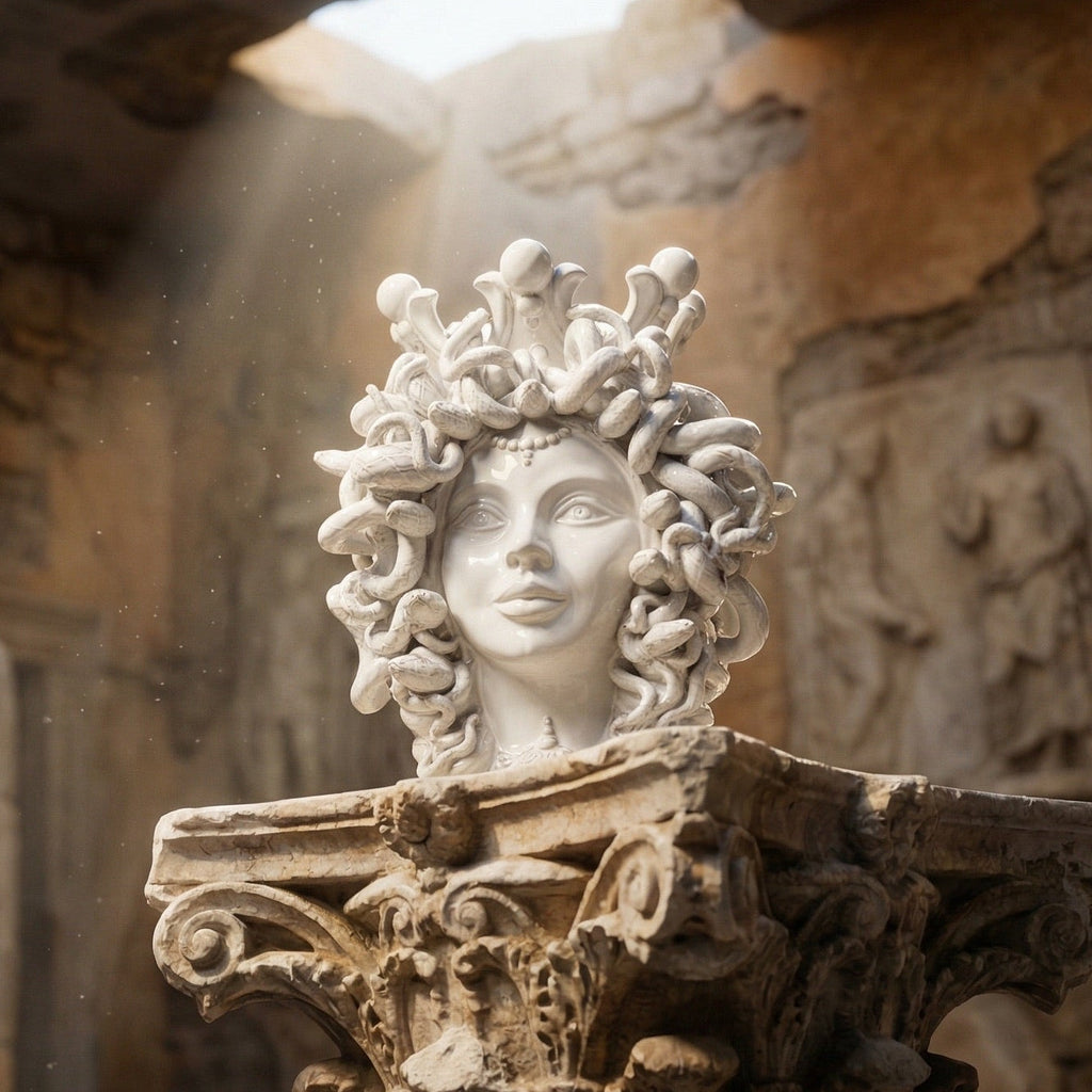 Testa Medusa h 38 cm - White Line | Ceramica di Caltagirone