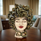 Handcrafted Medusa head sculpture with snake hair, perfect for modern home decor